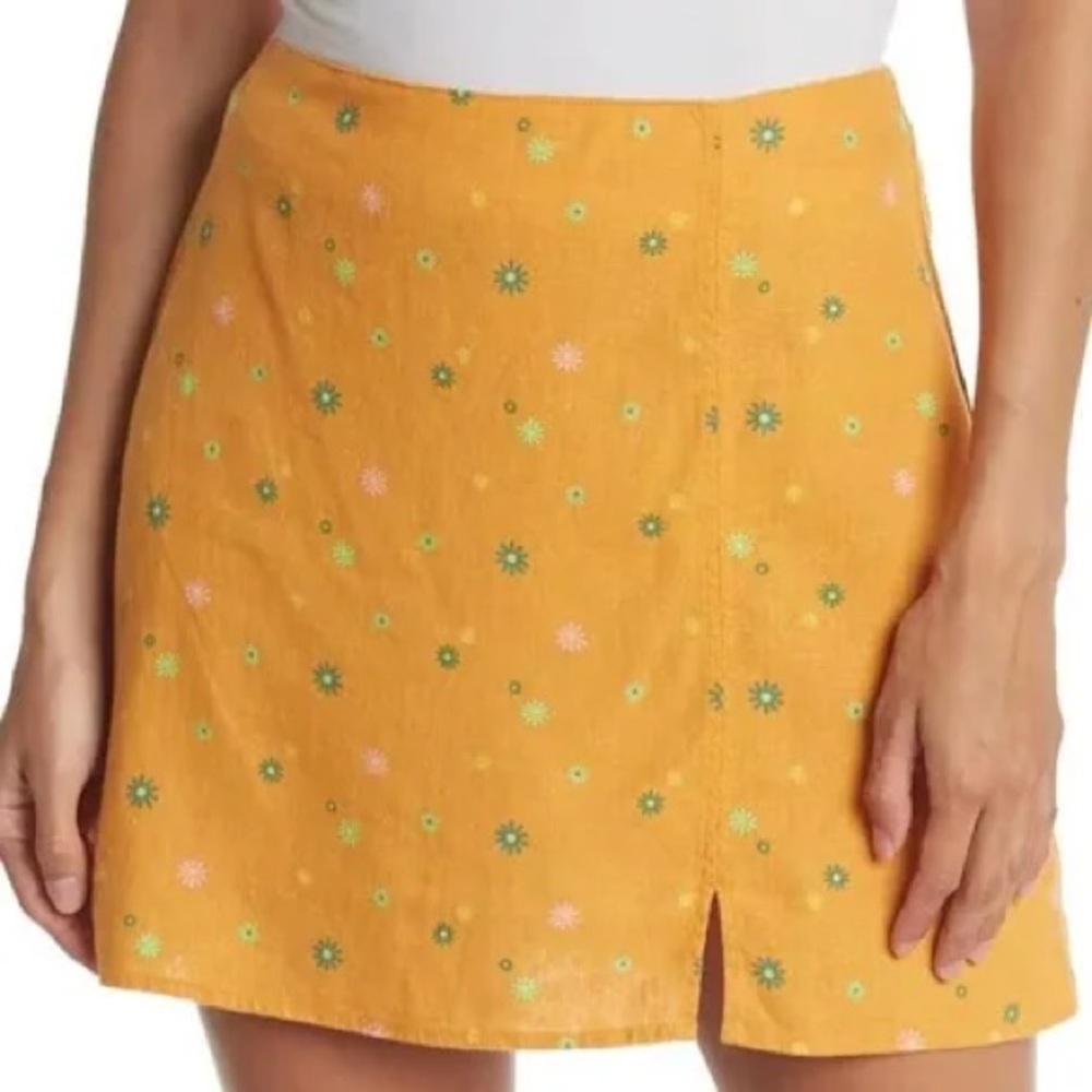 Abound Orange Asterisk Linen Blend Mini Skirt Women‎ Size XS
